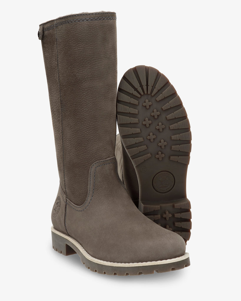 Bambina Igloo botas de piel con forro interior de pelo natural. gris