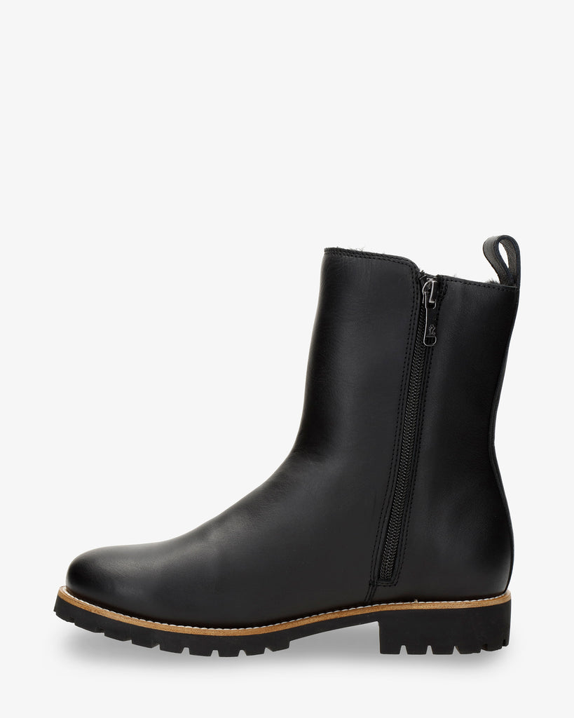 Beca Trav botas de piel con forro interior de pelo. negro