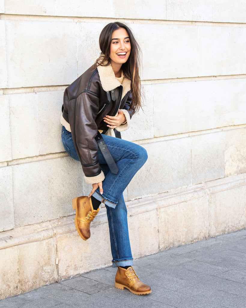 Bota Panama botines de piel con forro interior de piel. vintage