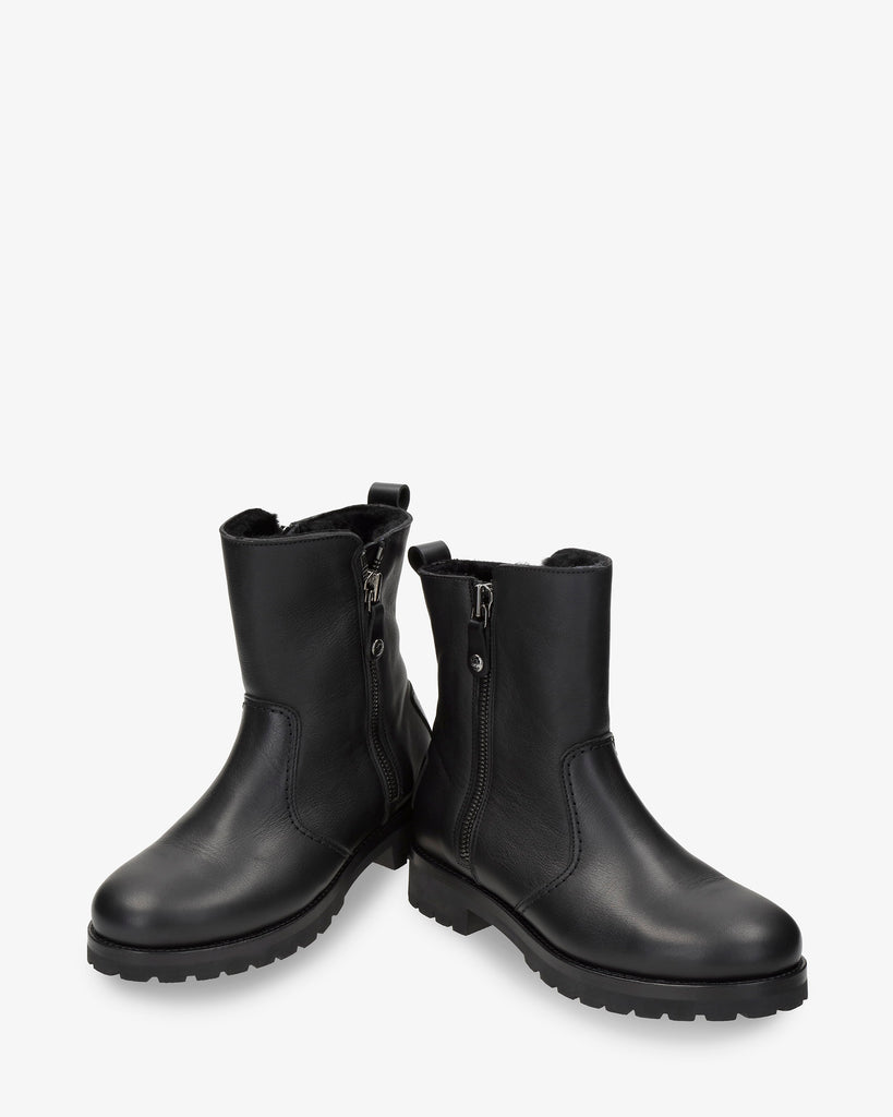 Fabi Igloo botas de piel con forro interior de pelo natural. negro
