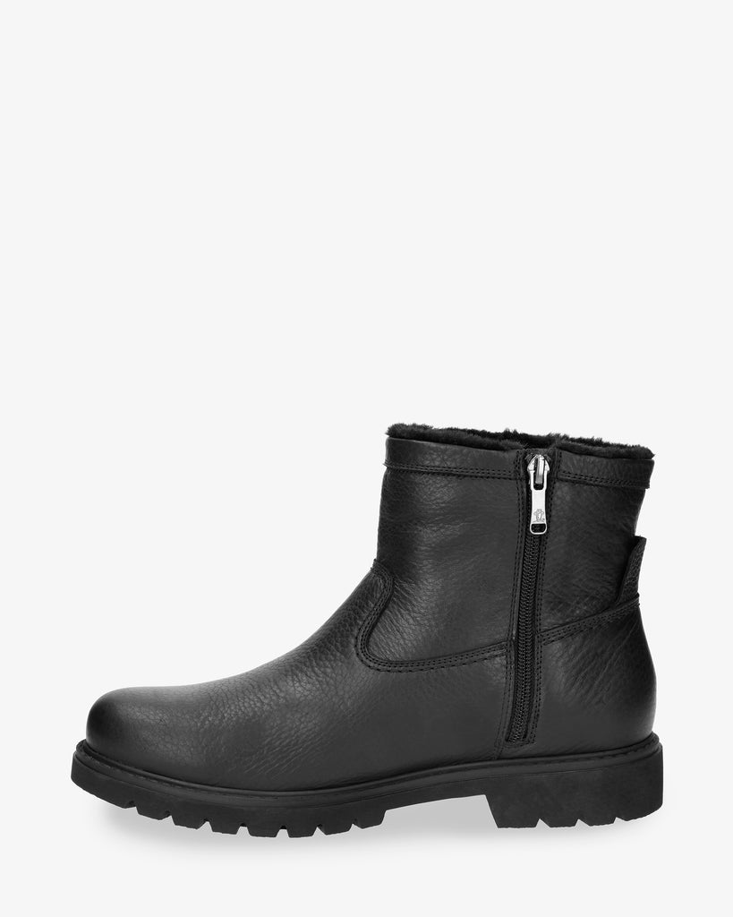 Fedrik botas de piel con forro interior de pelo. negro