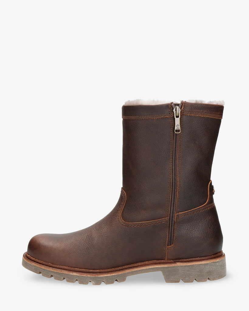 Fedro Igloo botas de piel con forro interior de pelo natural. castaño