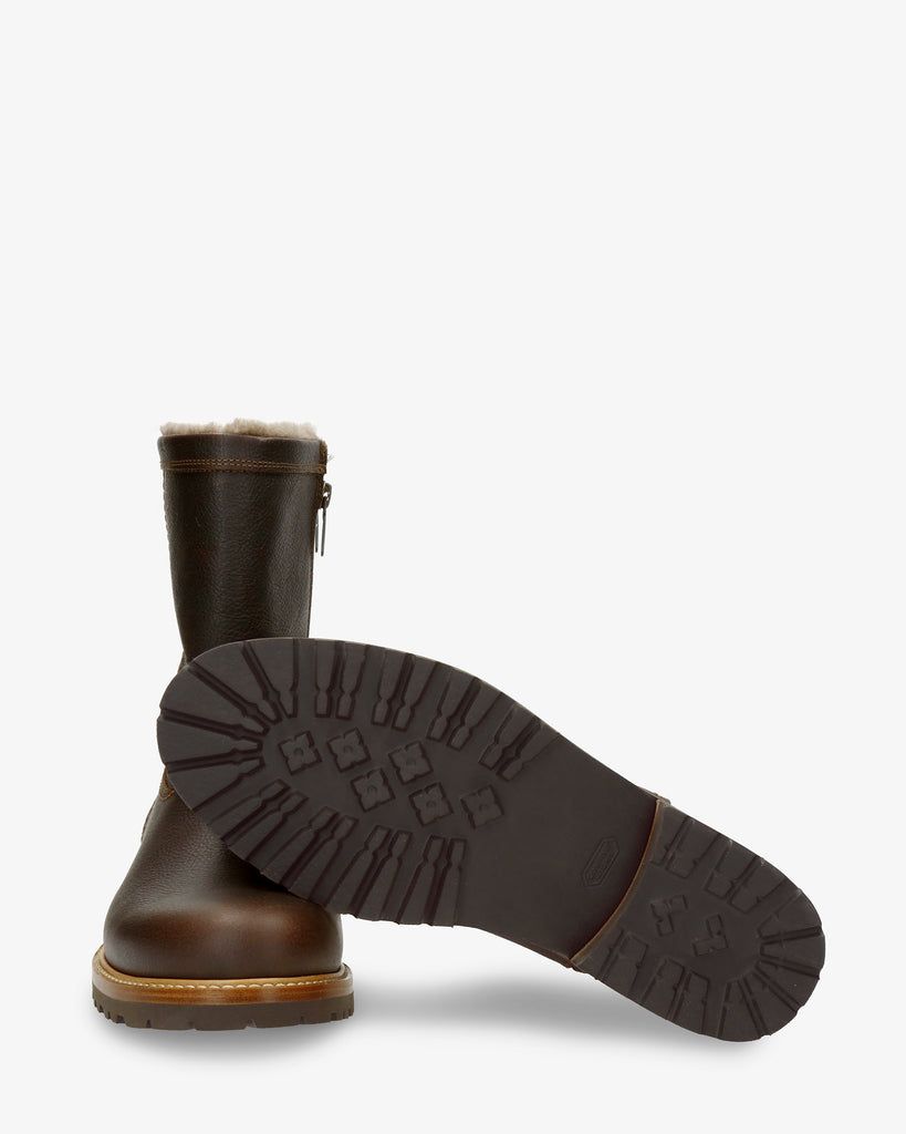 Fedro Igloo botas de piel con forro interior de pelo natural. castaño