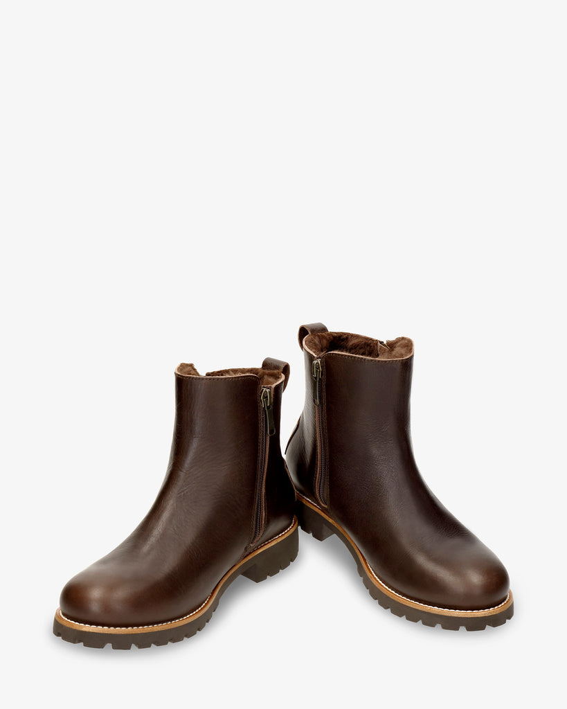 Fiore Trav botas de piel con forro interior de pelo. marron