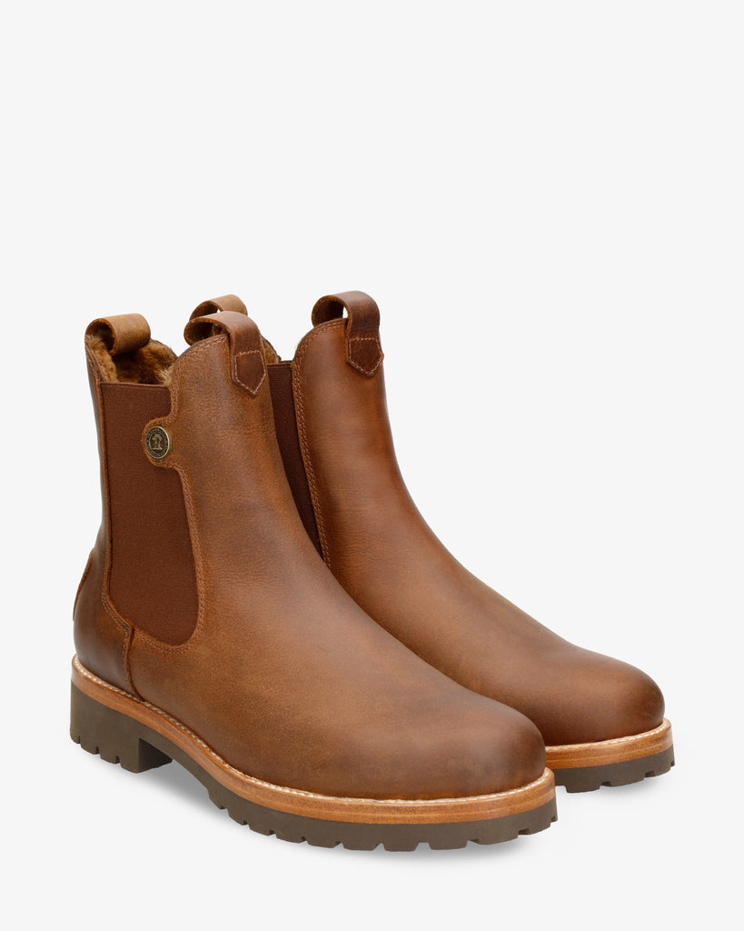 Francesca Igloo botines de piel con forro interior de pelo natural. cuero