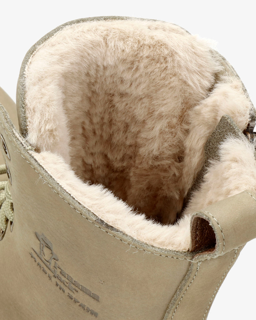 Frisia botas de piel con forro interior de pelo. kaki