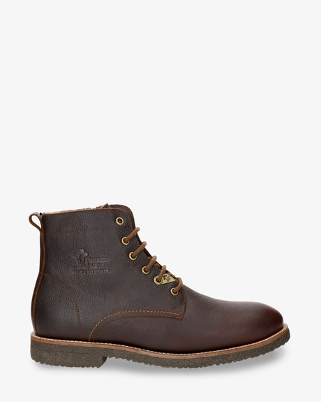 German Igloo botín de piel con forro interior de pelo natural. castaño