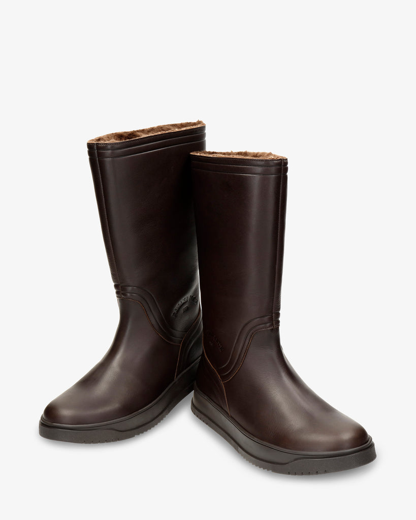 Gisell botas de piel con forro interior de pelo. marron