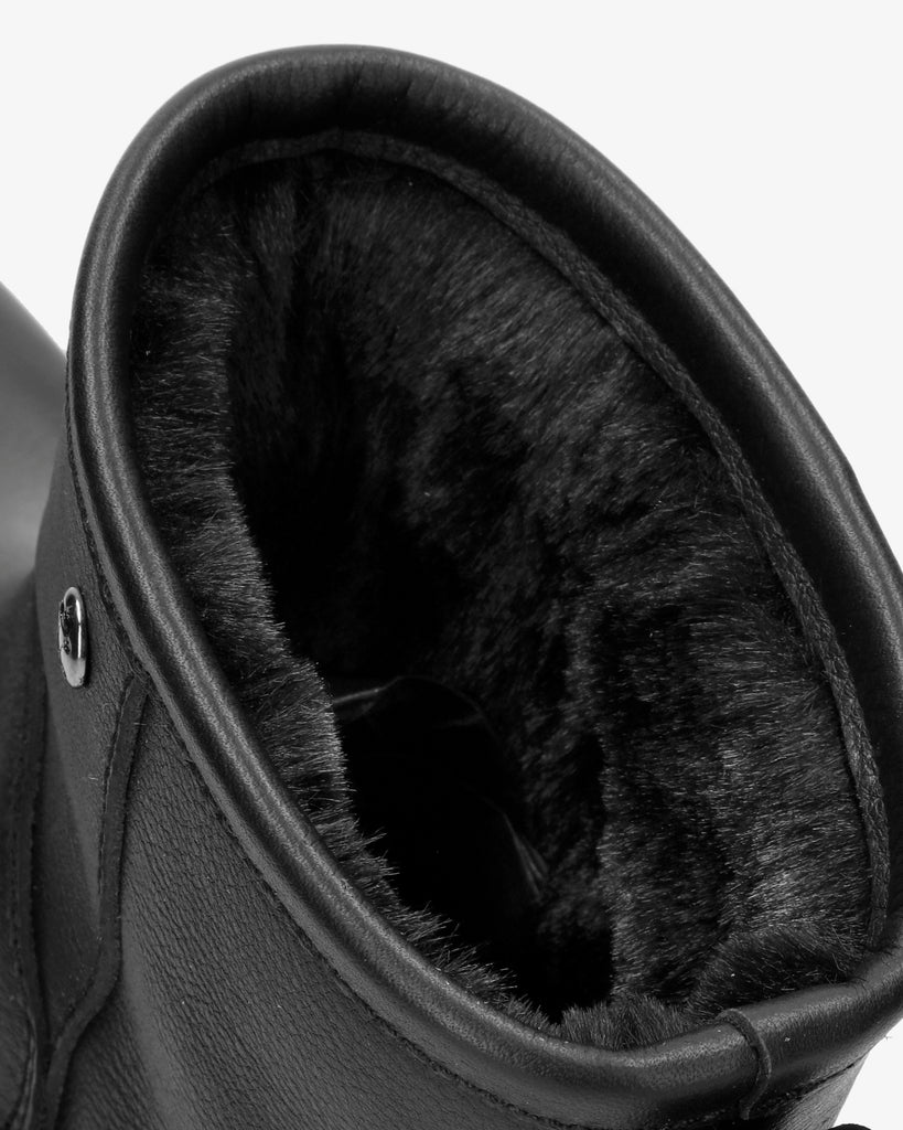 Grace botas de piel con forro interior de pelo. negro