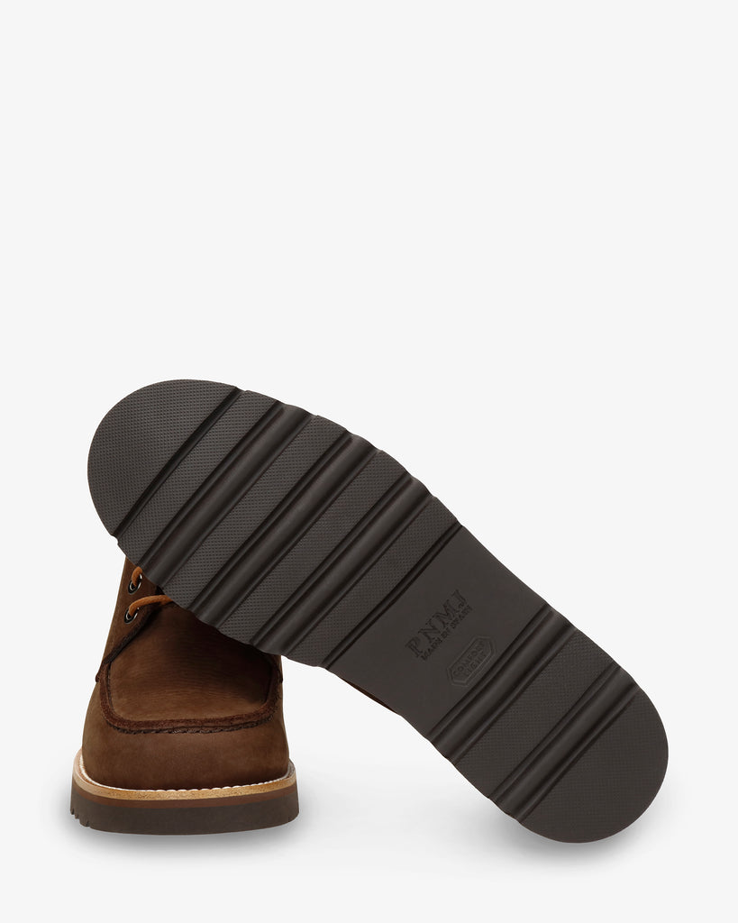 Karen botín de piel con forro interior de pelo. marron