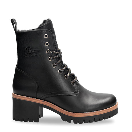 Padma botas de piel con forro interior de pelo. negro