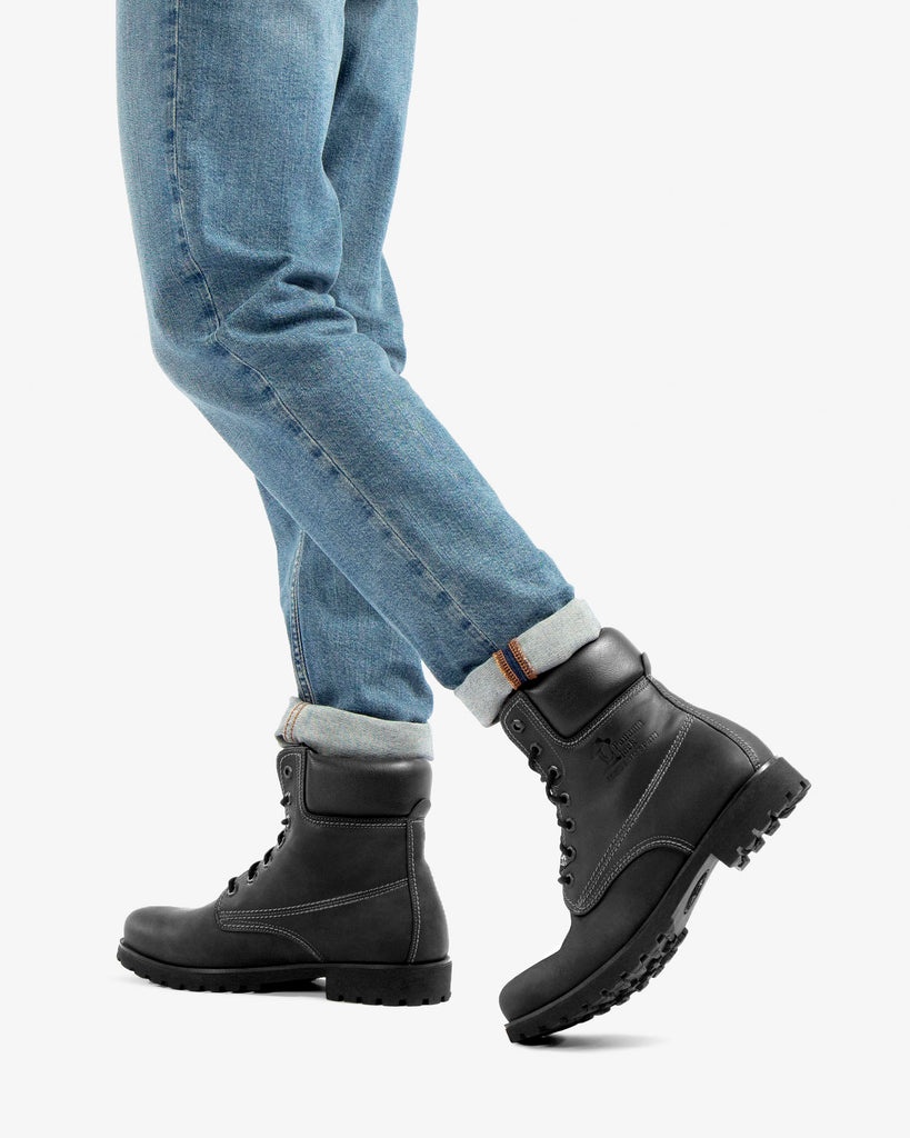 Panama 03 botas de piel con forro interior de piel. negro