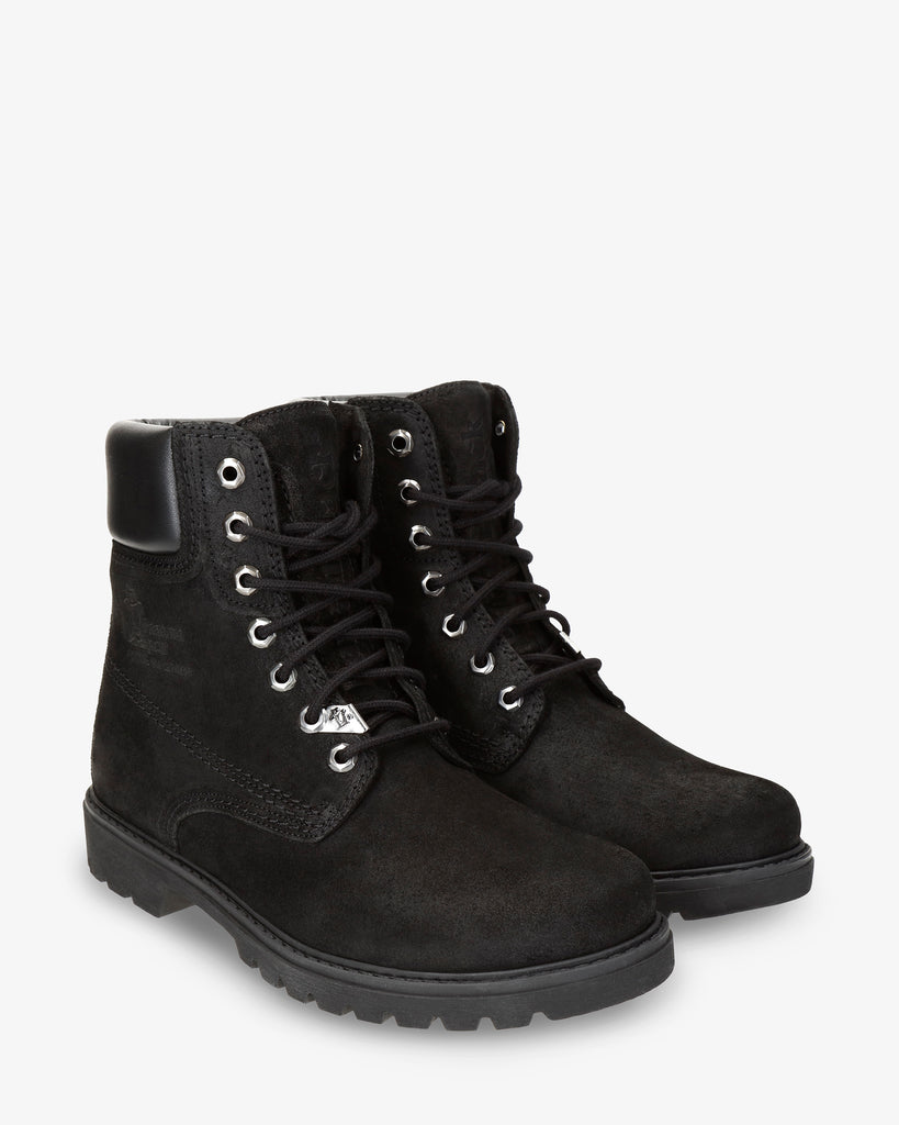 Panama 03 botas de piel con forro interior de piel. negro