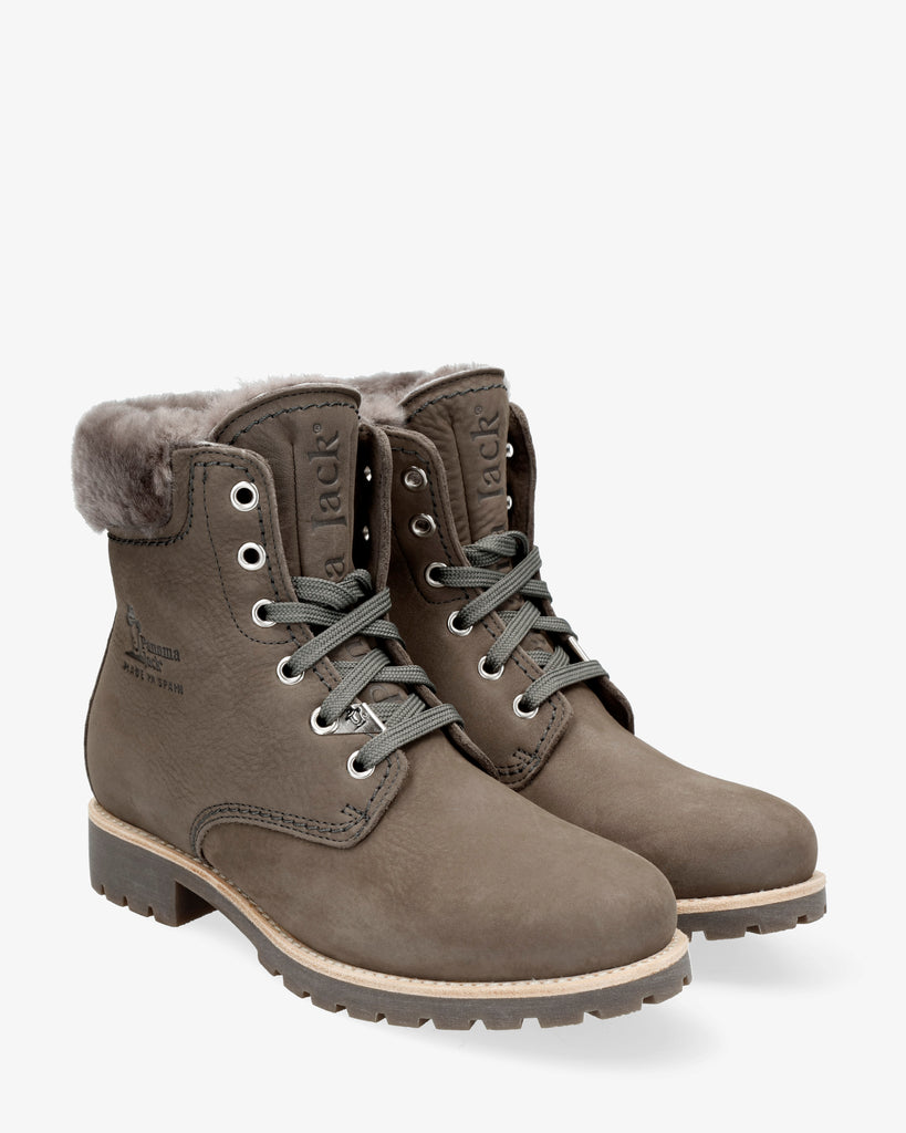 Panama 03 Igloo botas de piel con forro interior de pelo natural. gris