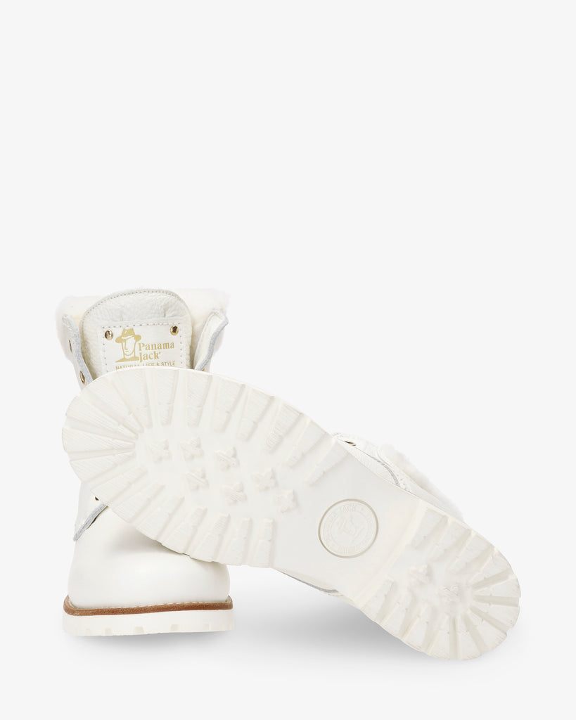 Panama 03 Igloo Trav botas de piel con forro interior de pelo natural. blanco