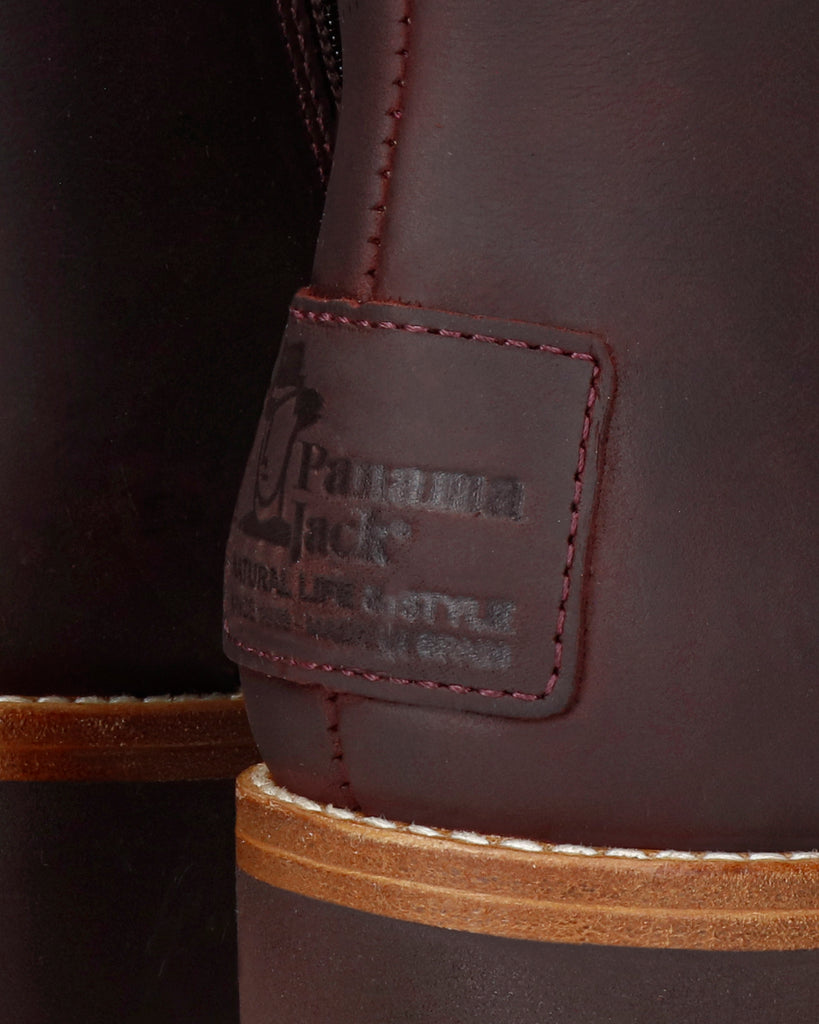 Pauline botín de piel con forro interior de pelo. burdeos