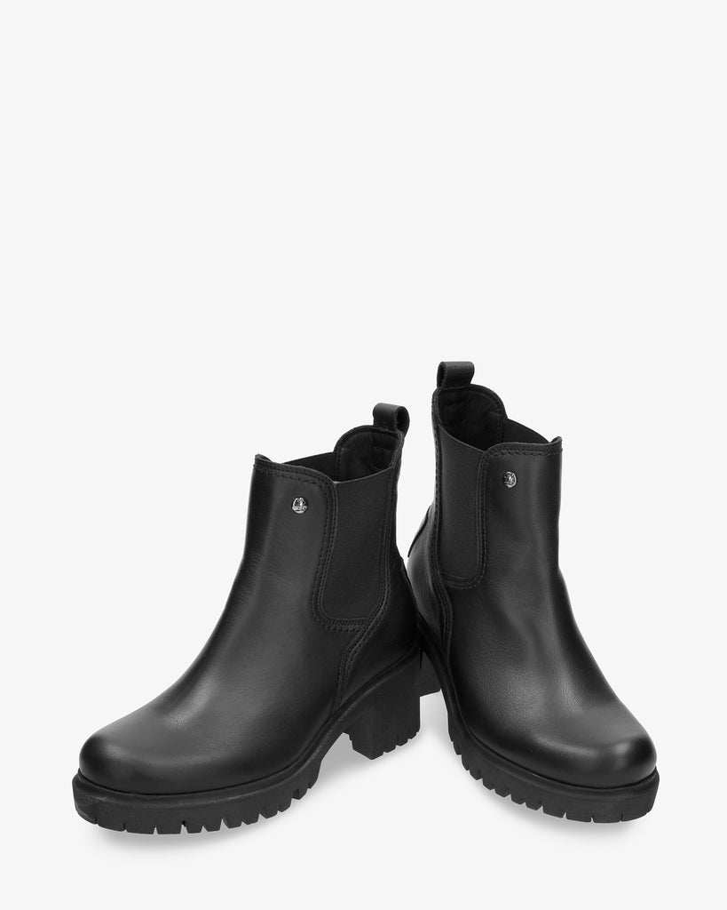 Pia botines de piel con forro interior de piel. negro