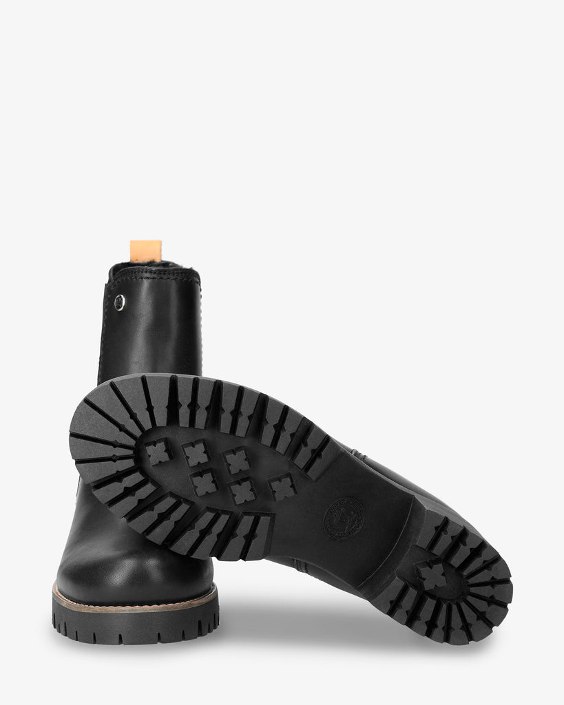 Pia Igloo Trav botines de piel con forro interior de pelo natural. negro