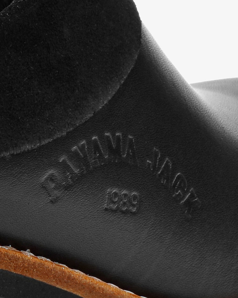 Priana Igloo zueco de piel con forro interior de pelo natural. negro