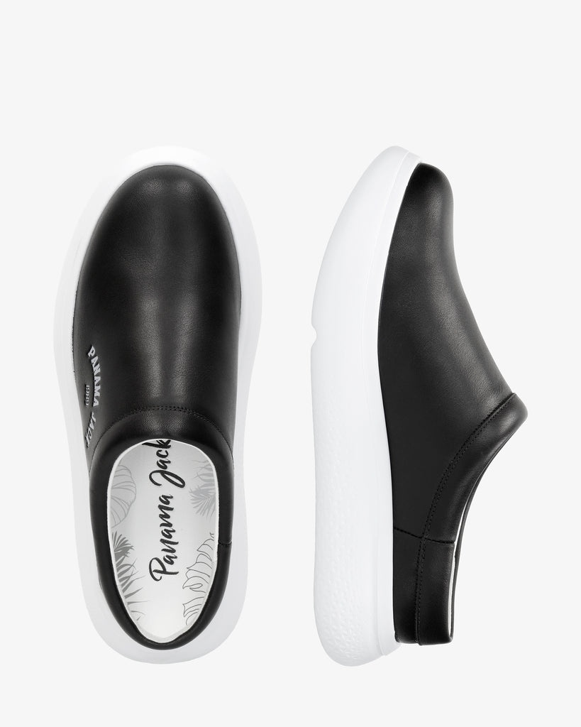 Yuri zueco de piel con forro interior de piel. negro